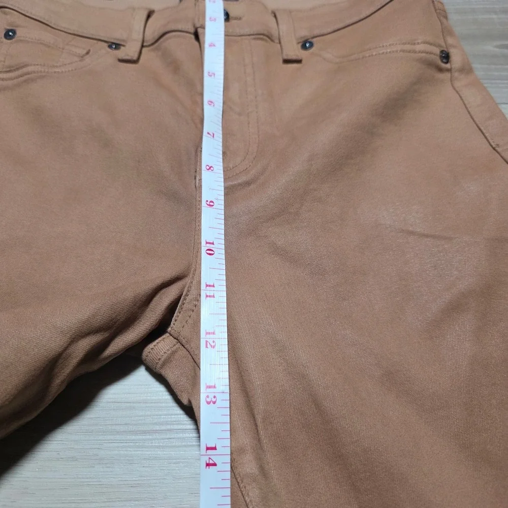 7 For All‎ Mankind Flare Jeans Womens 27 Camel Tan Coated High Rise Denim Pants